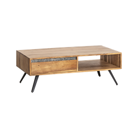 Table basse en bois d'acacia et pierre