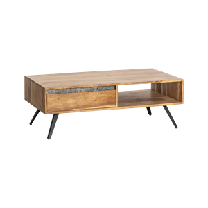Table basse en bois d'acacia et pierre