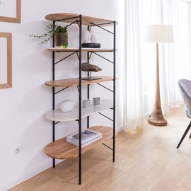 Etagère en bois d'acacia et marbre