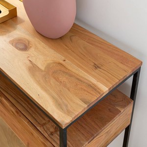 Console en bois d'acacia et métal