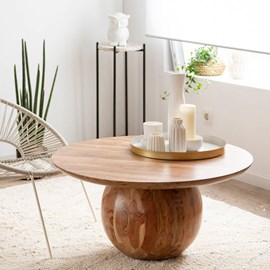 Table basse ronde en bois d'acacia