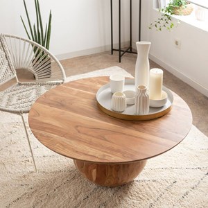 Table basse ronde en bois d'acacia