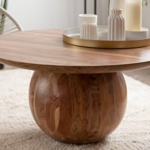 Table basse ronde en bois d'acacia