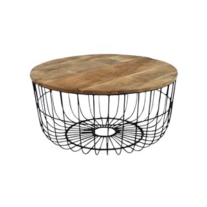 Table basse en bois de manguier et métal