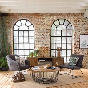 Table basse en bois de manguier et métal