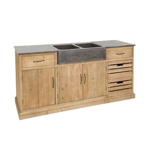 Meuble bas de cuisine en bois et pierre