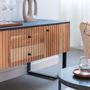 Meuble tv en bois d'acacia et métal