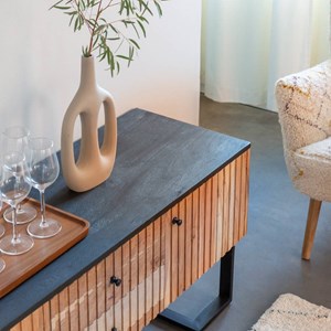 Meuble tv en bois d'acacia et métal