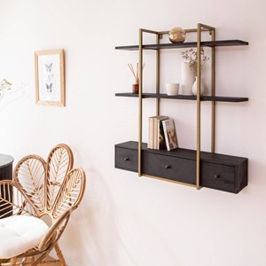 Etagère en bois de manguier et métal