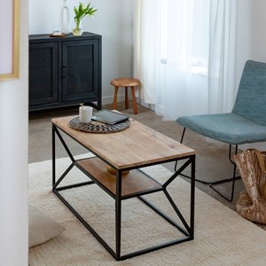 Table basse à double plateau en bois