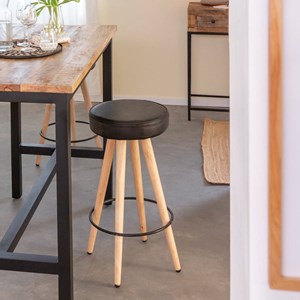 Table haute en bois de manguier et métal