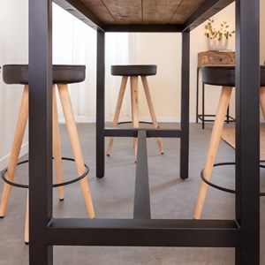 Table haute en bois de manguier et métal