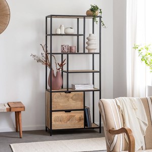 Etagère en bois de manguier et métal