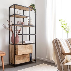 Etagère en bois de manguier et métal