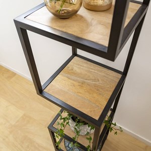Etagère en bois de manguier et métal