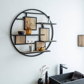 Etagère en bois de manguier et métal