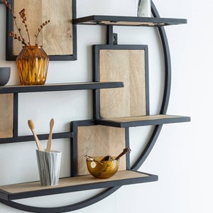 Etagère en bois de manguier et métal