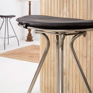 Tabouret de bar en cuir noir et métal