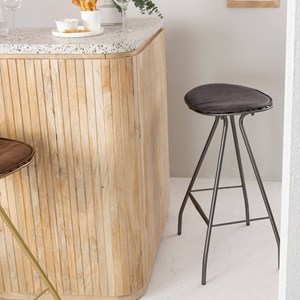 Tabouret de bar en cuir gris et métal