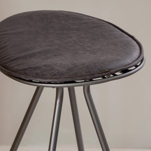Tabouret de bar en cuir gris et métal