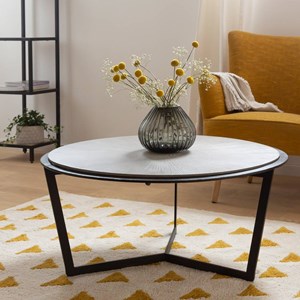 Table basse ronde en bois et métal