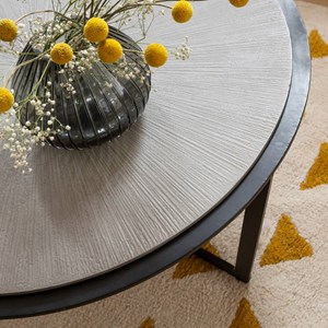 Table basse ronde en bois et métal