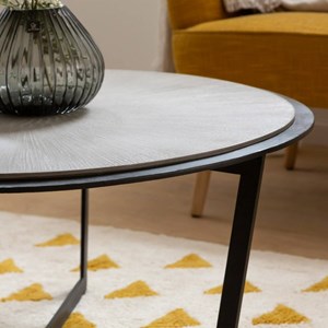 Table basse ronde en bois et métal