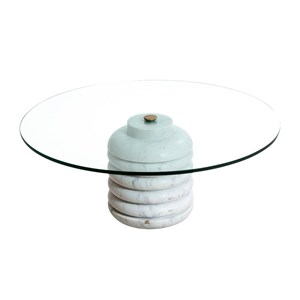 Table basse ronde en marbre et verre