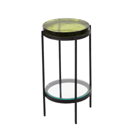 Bout de canapé plateau en verre vert