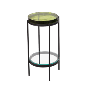 Bout de canapé plateau en verre vert