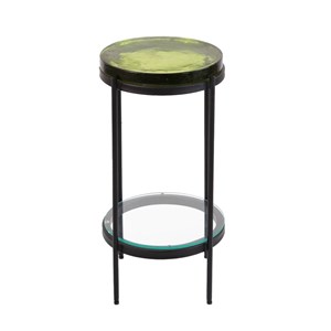 Bout de canapé plateau en verre vert