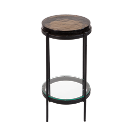 Bout de canapé plateau en verre fumé