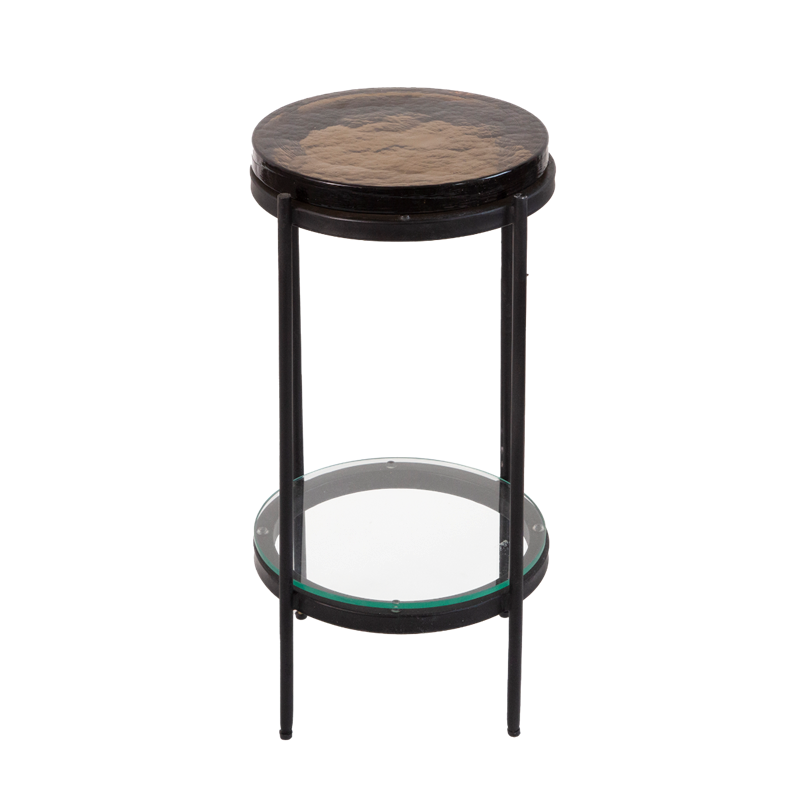 Bout de canapé plateau en verre fumé