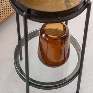 Bout de canapé plateau en verre fumé