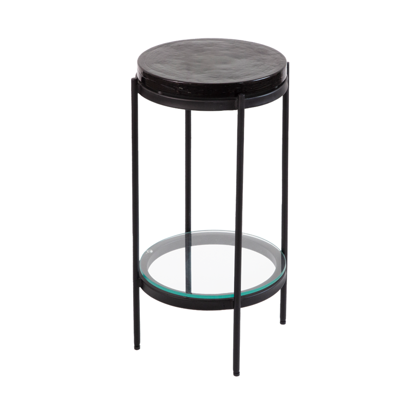 Bout de canapé plateau en verre gris