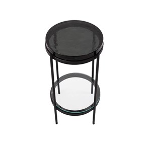 Bout de canapé plateau en verre gris