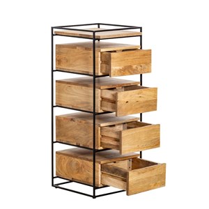 Chiffonnier en bois de manguier et métal