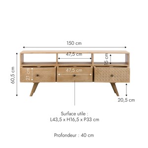 Meuble tv en bois de manguier kamila