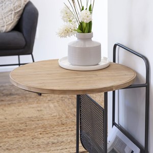 Bout de canapé en bois de sapin et métal