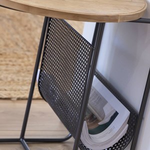 Bout de canapé en bois de sapin et métal