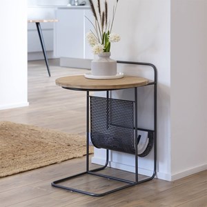 Bout de canapé en bois de sapin et métal