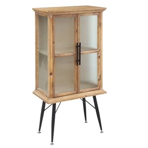 Vitrine en bois et verre strié 2 portes