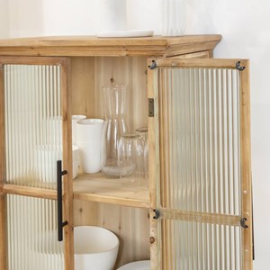 Vitrine en bois et verre strié 2 portes