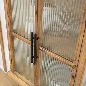 Vitrine en bois et verre strié 2 portes
