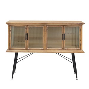 Buffet vitrine en bois et verre strié