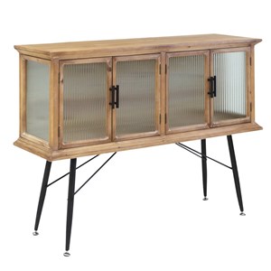 Buffet vitrine en bois et verre strié