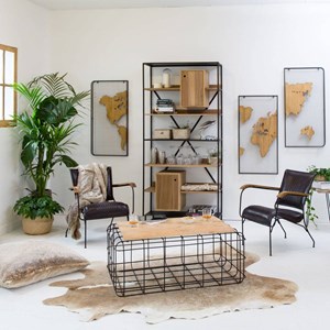 Table basse en bois de manguier et métal