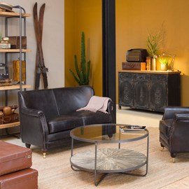 Table basse en verre et bois de sapin