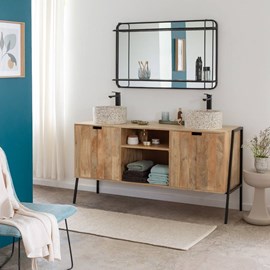 Meuble sous vasque en bois et métal