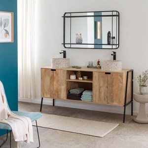 Meuble sous vasque en bois et métal